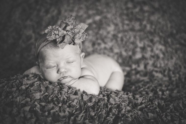 black and white newborn pose