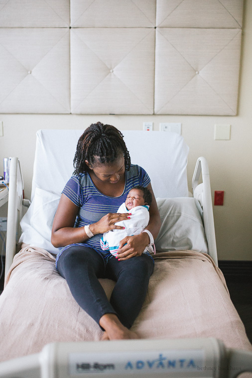 Mom with baby orlando newborn hospital photos